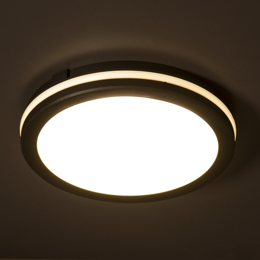 Plafón LED de exterior BENO ECO LED/12W/230V 3000/4000/6500K diá. 20 cm IP65 negro