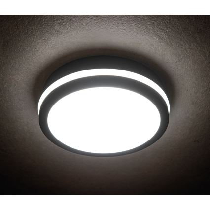 Plafón LED de exterior con sensor de movimiento BENO LED/24/30W/230V 3000/3500/4000K IP65 antracita redondeado