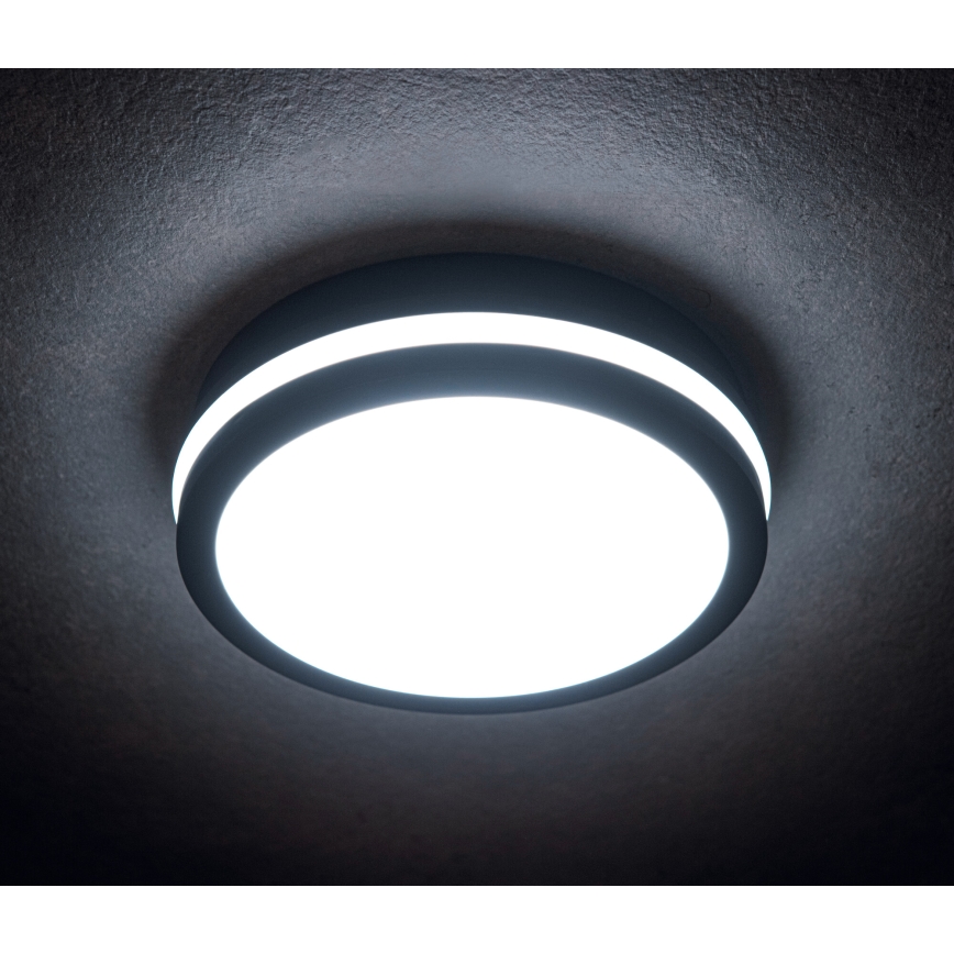Plafón LED de exterior con sensor de movimiento BENO LED/12/18W/230V 3000/3500/4000K IP65 antracita redondeado