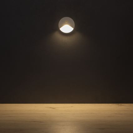 Luminaria LED para escalera con sensor de movimiento y de crepúsculo EXIN LED/2,5W/230V 3000K IP65 blanca redonda