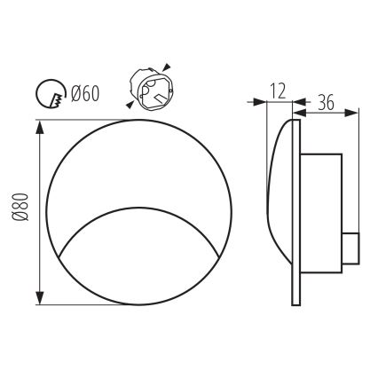 Luminaria LED para escalera EXIN LED/2,5W/230V 4000K IP65 blanca redonda