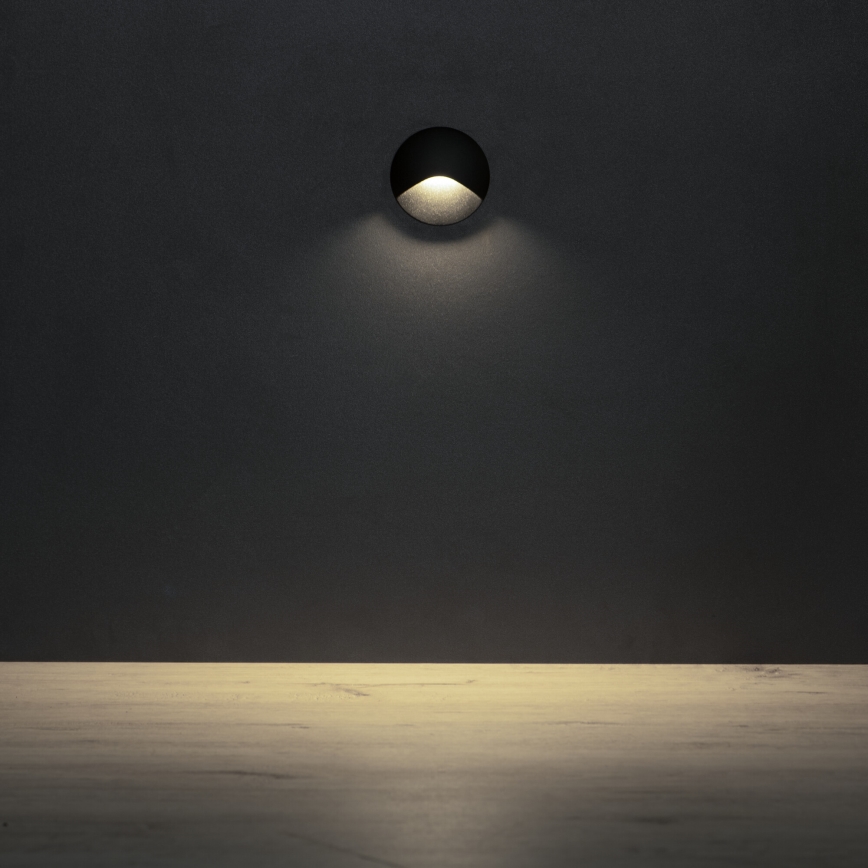 Luminaria LED para escaleras EXIN LED/2,5W/230V 4000K IP65 negra redonda