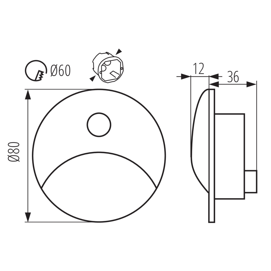 Luminaria LED para escalera con sensor de movimiento y de crepúsculo EXIN LED/2,5W/230V 4000K IP65 negra redonda