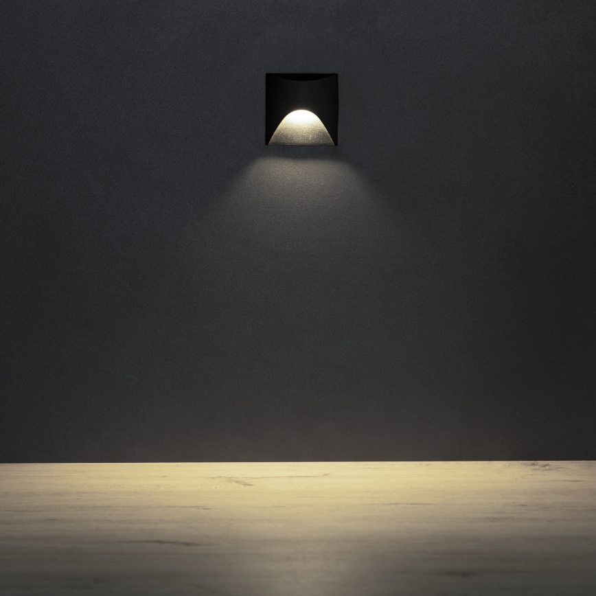 Aplique LED para escalera EXIN LED/2,5W/230V 4000K IP65 negro rectangular