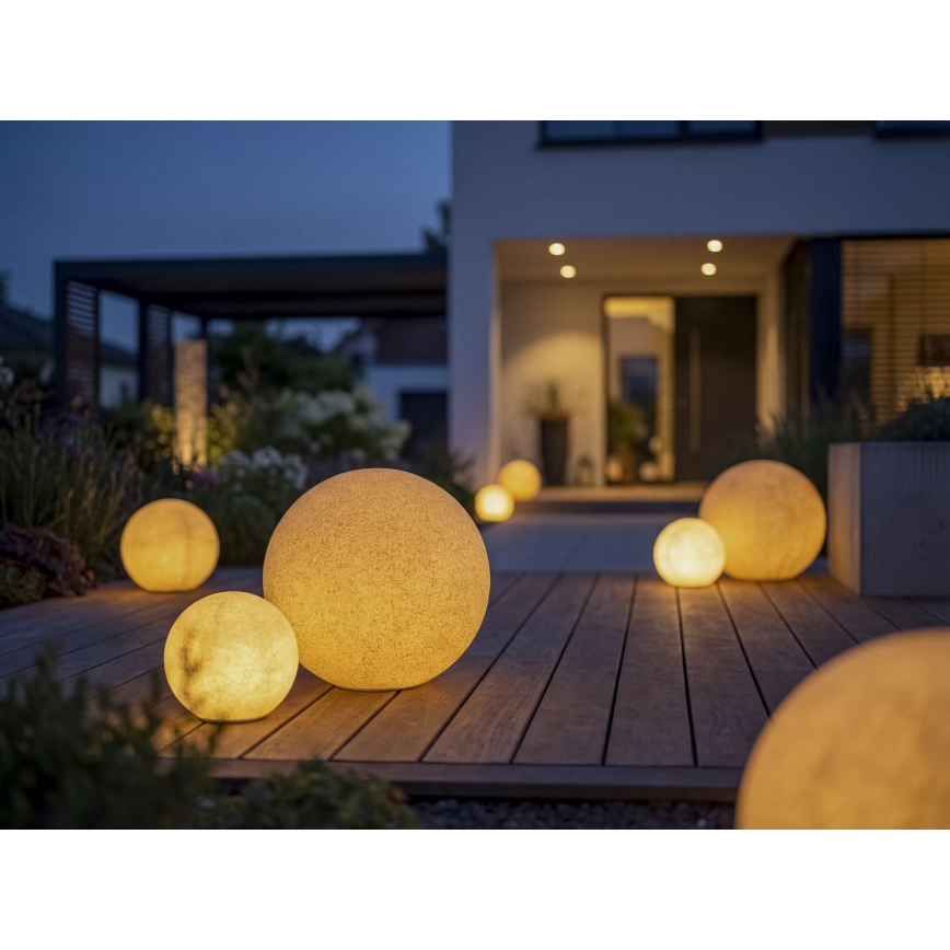 Lámpara de exterior STONO 1xE27/20W/230V Ø 30 cm IP65 beige