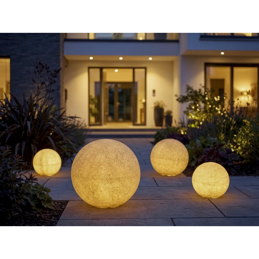 Lámpara de exterior STONO 1xE27/20W/230V Ø 30 cm IP65 beige