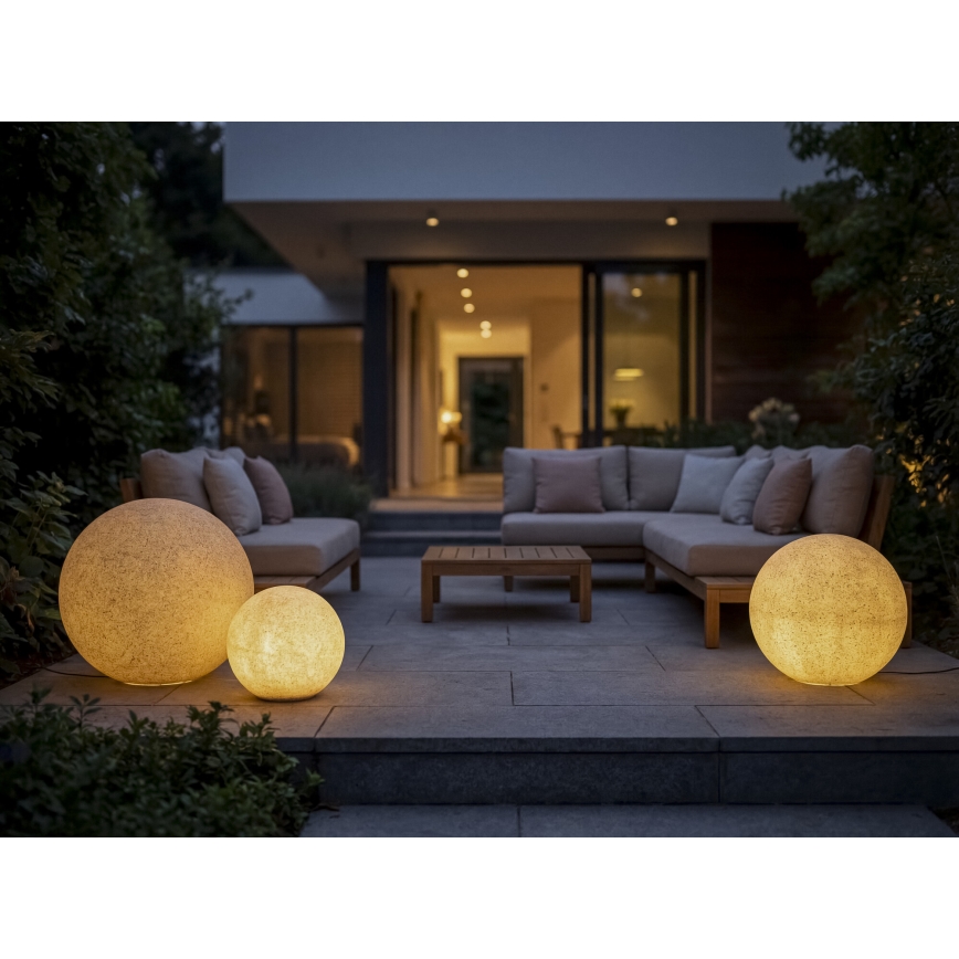 Lámpara de exterior STONO 1x E27/20W/230V, diámetro 50 cm, IP65, beige