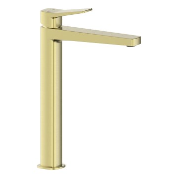 KFA Armatura 4522-712-31 - Grifo de lavabo + válvula de desagüe MALAGA 30,3 cm acabado dorado cepillado
