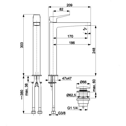 KFA Armatura 4522-712-44 - Grifo de lavabo + válvula de desagüe MALAGA 30,3 cm blanco