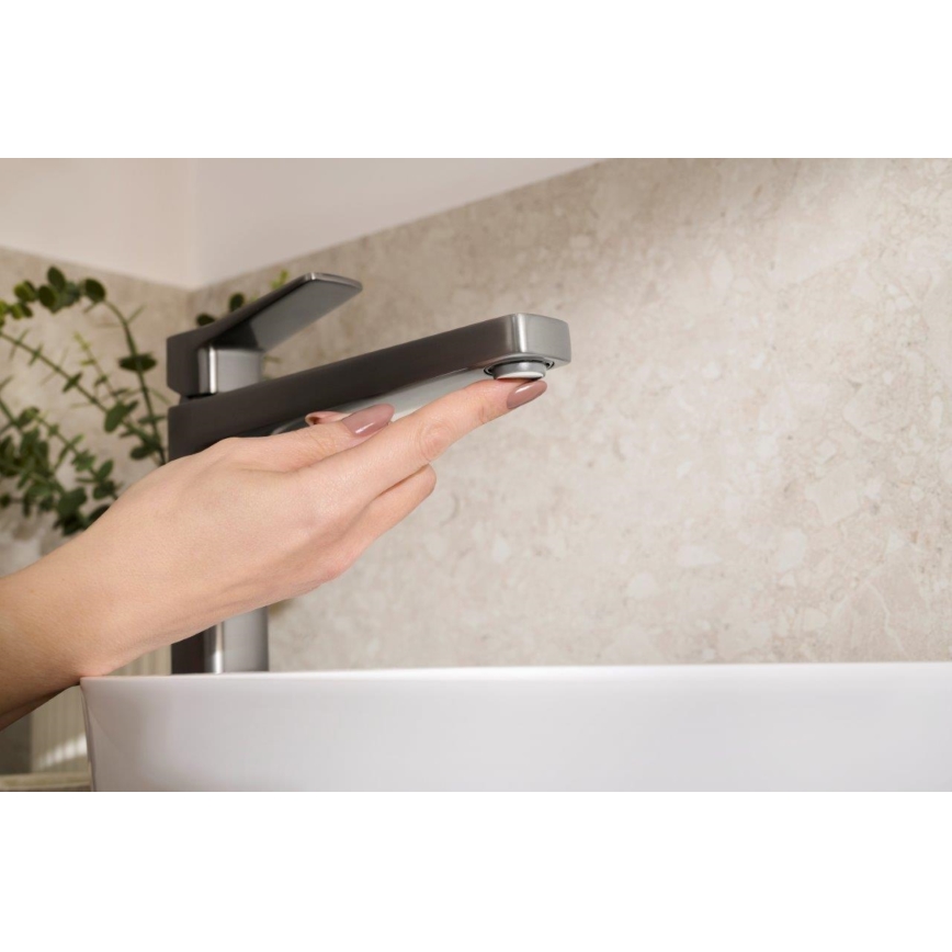 KFA Armatura 4522-712-61 - Grifo de lavabo + válvula de desagüe MALAGA 30,3 cm, gris metálico