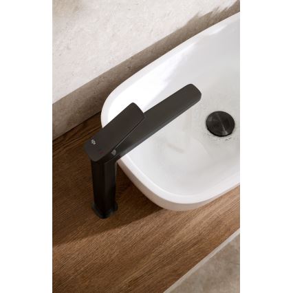 KFA Armatura 4522-712-81 - Grifo para lavabo + desagüe MALAGA 30,3 cm negro