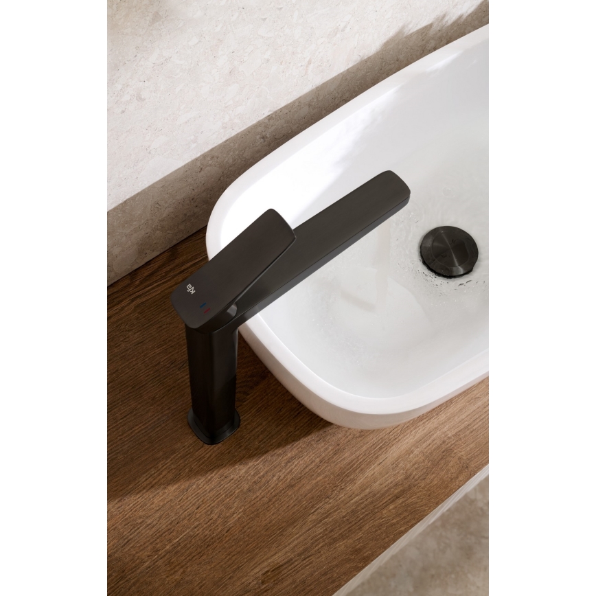 KFA Armatura 4522-712-81 - Grifo para lavabo + desagüe MALAGA 30,3 cm negro