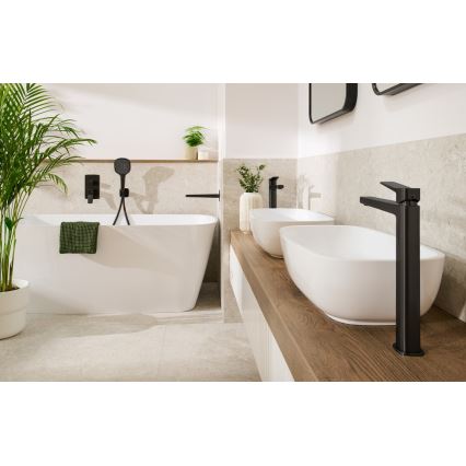 KFA Armatura 4522-712-81 - Grifo para lavabo + desagüe MALAGA 30,3 cm negro
