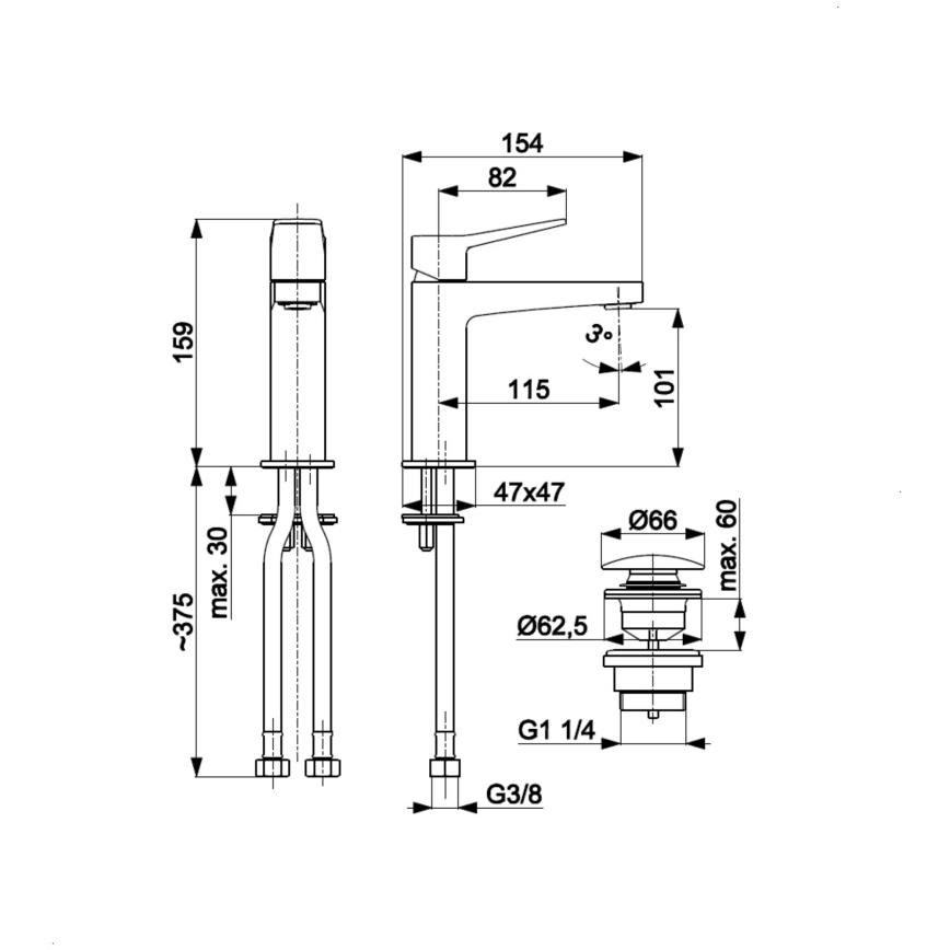 KFA Armatura 4522-815-31 - Grifo de lavabo + válvula de desagüe MALAGA 15,9 cm acabado dorado cepillado