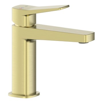 KFA Armatura 4522-815-31 - Grifo de lavabo + válvula de desagüe MALAGA 15,9 cm acabado dorado cepillado