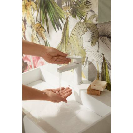 KFA Armatura 4522-815-44 - Grifo monomando para lavabo + válvula de desagüe MALAGA 15,9 cm blanco