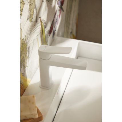 KFA Armatura 4522-815-44 - Grifo monomando para lavabo + válvula de desagüe MALAGA 15,9 cm blanco