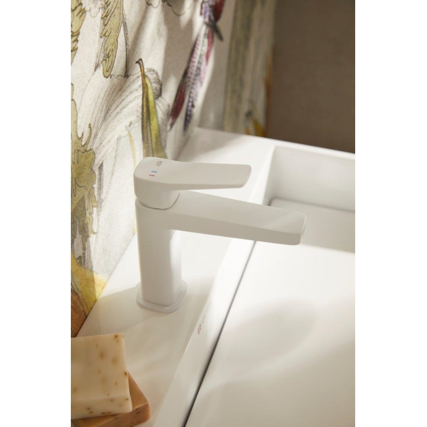 KFA Armatura 4522-815-44 - Grifo monomando para lavabo + válvula de desagüe MALAGA 15,9 cm blanco