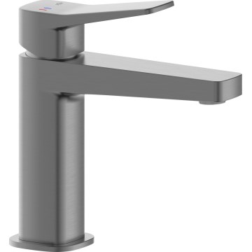 KFA Armatura 4522-815-61 - Grifo para lavabo + desagüe MALAGA, 15,9 cm, gris metálico