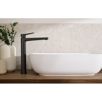 KFA Armatura 4522-815-81 - Grifo para lavabo + desagüe MALAGA 15,9 cm negro