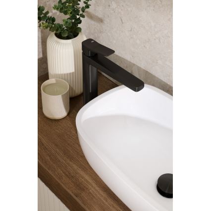 KFA Armatura 4522-815-81 - Grifo para lavabo + desagüe MALAGA 15,9 cm negro