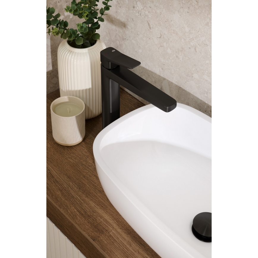 KFA Armatura 4522-815-81 - Grifo para lavabo + desagüe MALAGA 15,9 cm negro