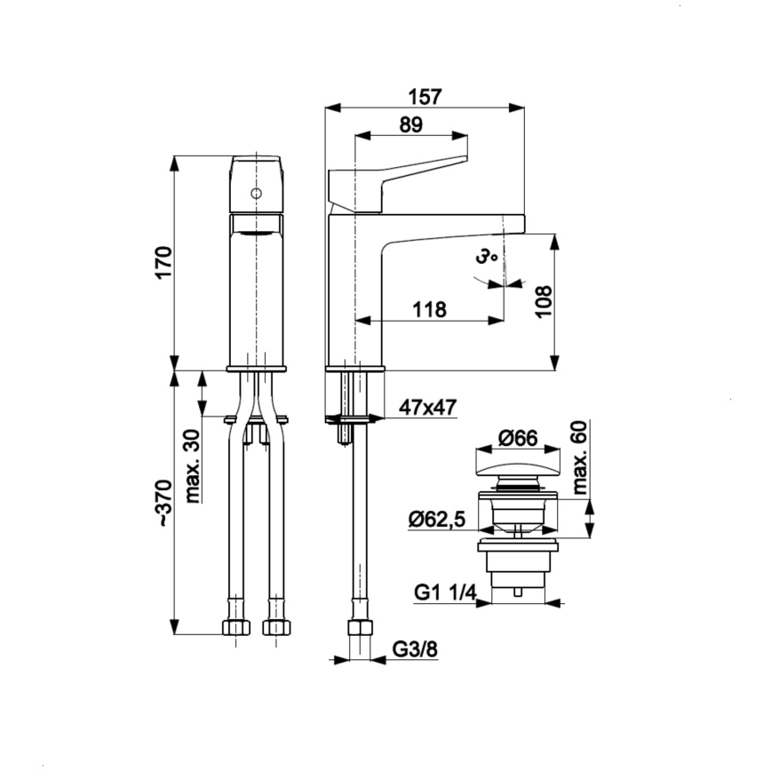 KFA Armatura 4522-825-00 - Grifo de lavabo + válvula de desagüe MALAGA 17 cm cromo brillante