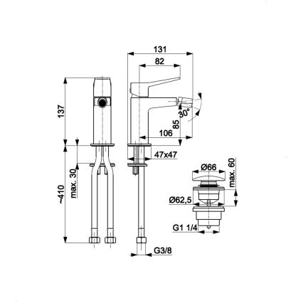 KFA Armatura 4527-015-61 - Grifo para bidé + desagüe MALAGA gris metálico