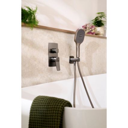 KFA Armatura 4529-501-61 - Set de ducha con grifería empotrada MALAGA, gris metálico
