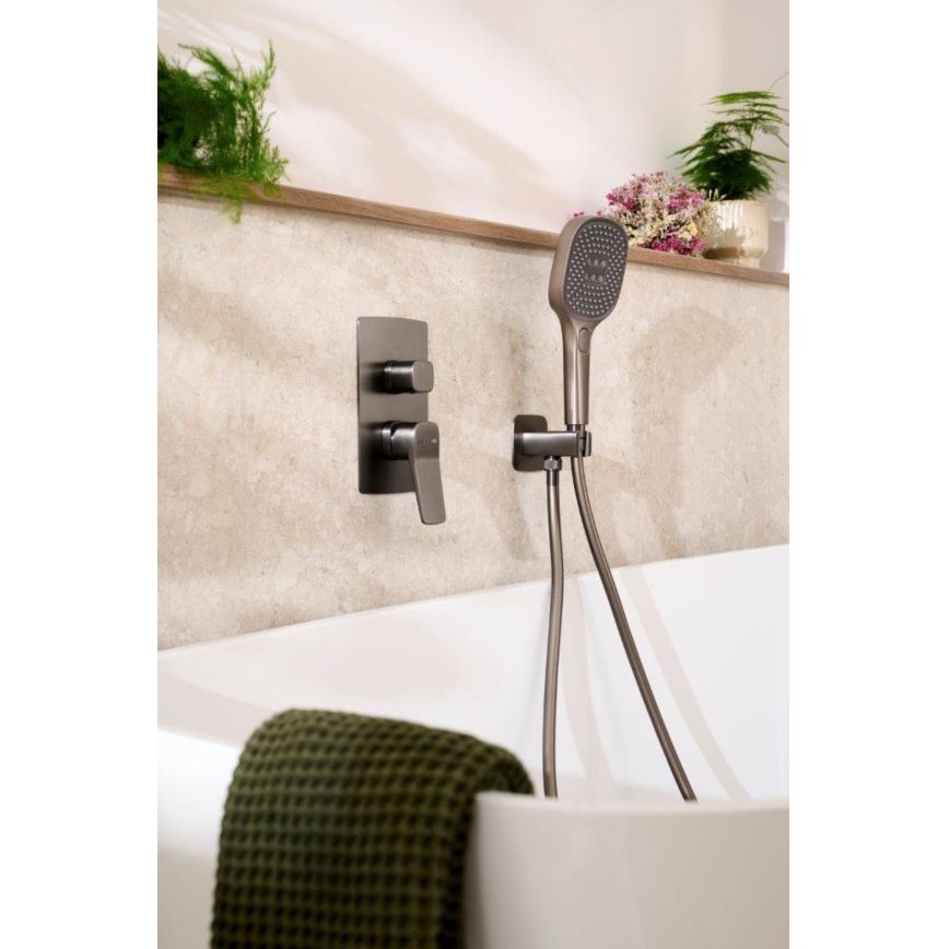 KFA Armatura 4529-501-61 - Set de ducha con grifería empotrada MALAGA, gris metálico
