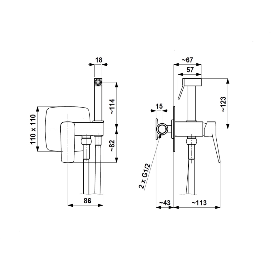 KFA Armatura 4529-512-31 - Grifo para bidé con ducha de mano para instalación empotrada MALAGA, acabado dorado cepillado