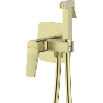 KFA Armatura 4529-512-31 - Grifo para bidé con ducha de mano para instalación empotrada MALAGA, acabado dorado cepillado