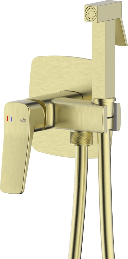KFA Armatura 4529-512-31 - Grifo para bidé con ducha de mano para instalación empotrada MALAGA, acabado dorado cepillado