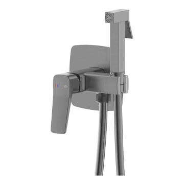 KFA Armatura 4529-512-61 - Grifo para bidé con ducha de mano para instalación empotrada MALAGA en gris metálico