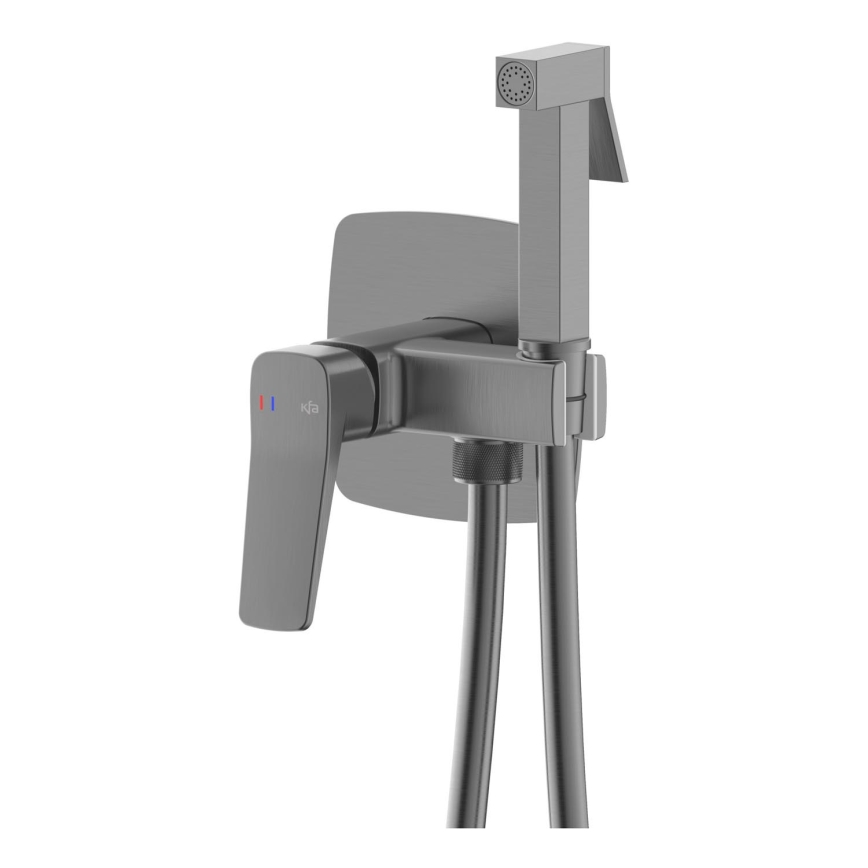KFA Armatura 4529-512-61 - Grifo para bidé con ducha de mano para instalación empotrada MALAGA en gris metálico