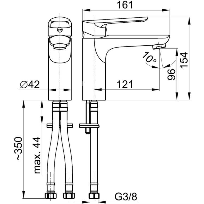 KFA Armatura 5022-815-00 - Grifo de lavabo + desagüe con rebosadero TANZANIT 15,4 cm cromo brillante