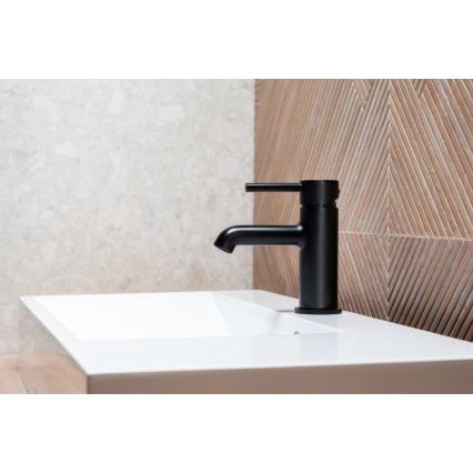 KFA Armatura 5032-815-81 - Grifo de lavabo + desagüe con rebosadero MOZA 15,2 cm mate negro