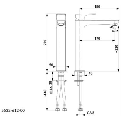 KFA Armatura 5532-612-81 - Grifo de lavabo MOKAIT 27,9 cm latón/mate negro