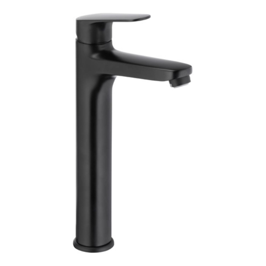 KFA Armatura 5552-712-81 - Grifo para lavabo + desagüe con rebosadero OTAVA 30,2 cm negro mate