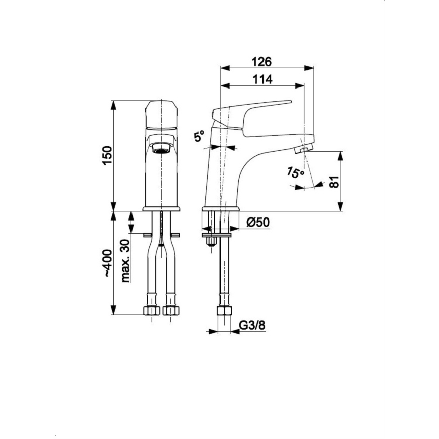 KFA Armatura 5552-815-81 - Grifo para lavabo + desagüe con rebosadero OTAVA 15 cm negro mate