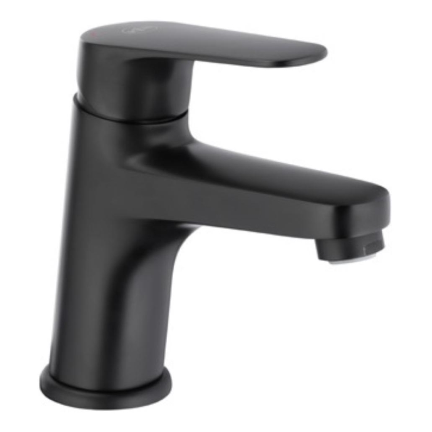 KFA Armatura 5552-815-81 - Grifo para lavabo + desagüe con rebosadero OTAVA 15 cm negro mate