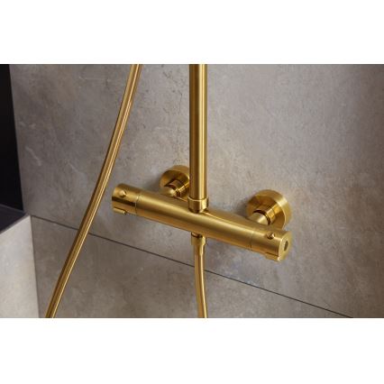 KFA Armatura 5736-920-31 - Juego de ducha con grifo termostático MOZA oro cepillado