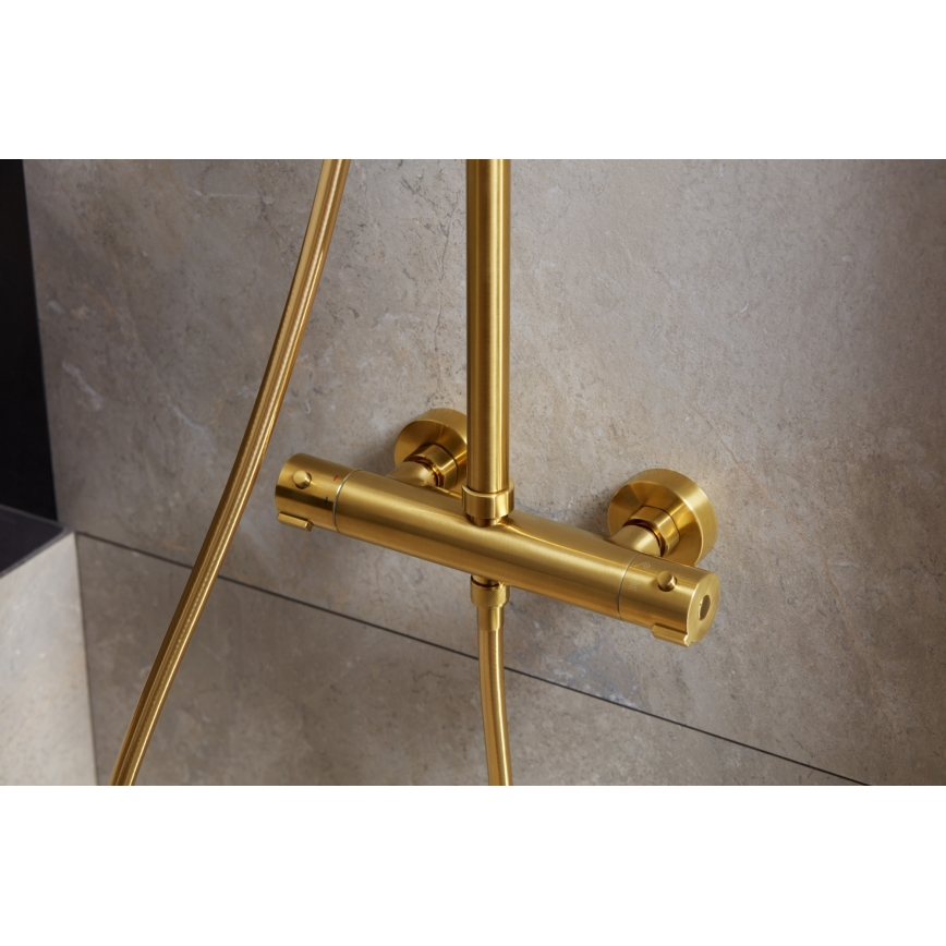 KFA Armatura 5736-920-31 - Juego de ducha con grifo termostático MOZA oro cepillado