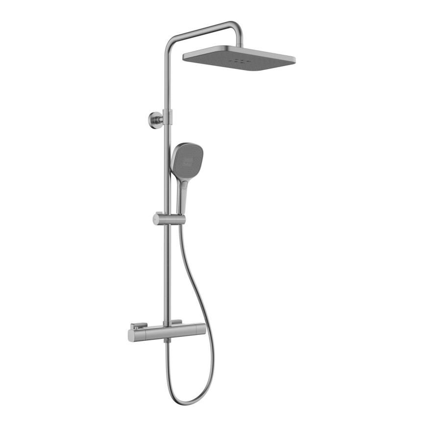 KFA Armatura 5756-910-61 - Set de ducha MALAGA con grifo termostático gris metálico