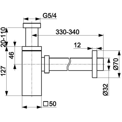 KFA Armatura 600-002-00 - Sifón angular para fregadero cromo brillante