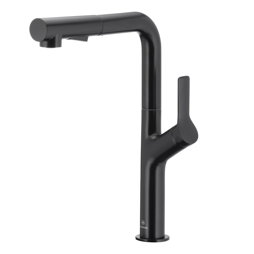 KFA Armatura 6623-220-81 - Grifo de fregadero con rociador extraíble DUERO DESIGN acero inoxidable/mate negro