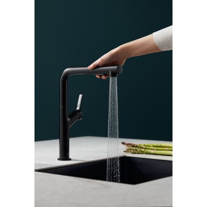 KFA Armatura 6623-220-81 - Grifo de fregadero con rociador extraíble DUERO DESIGN acero inoxidable/mate negro