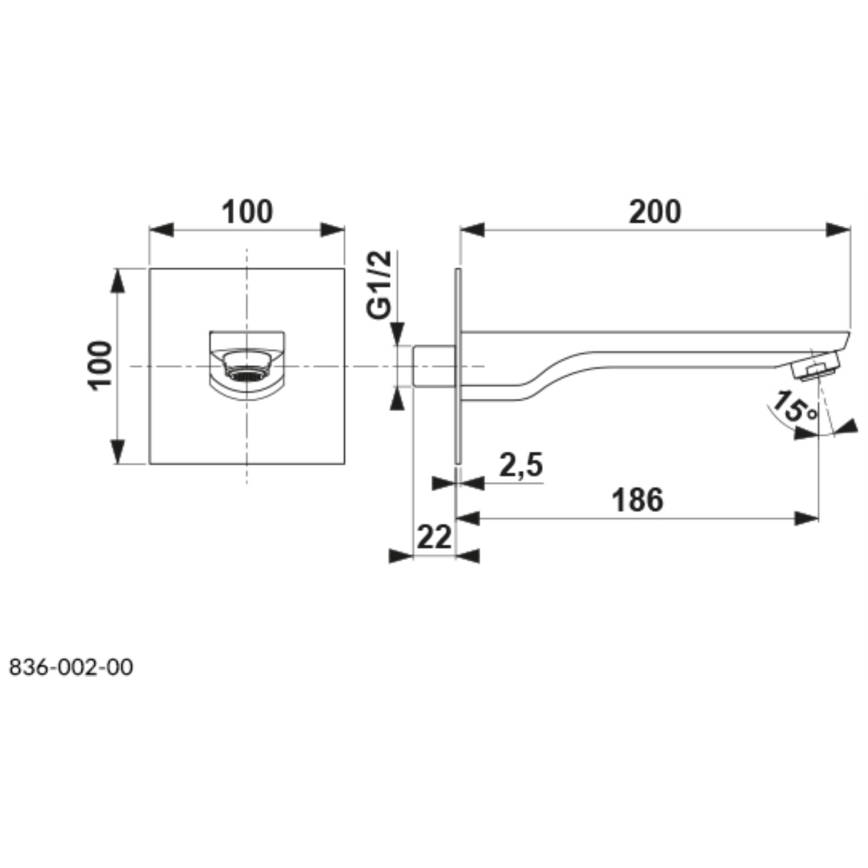 KFA Armatura 836-002-00 - Caño para instalación empotrada MOKAIT cromo brillante