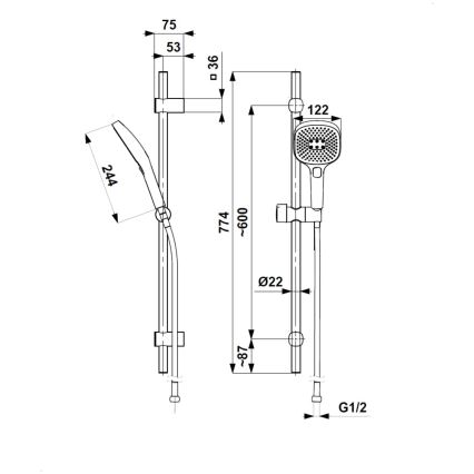 KFA Armatura 841-352-61 - Set de ducha MALAGA, gris metálico