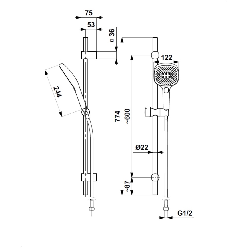 KFA Armatura 841-352-61 - Set de ducha MALAGA, gris metálico